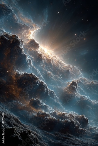 Celestial Tapestry - A Cosmic Dance of Light and Shadow in Space.
