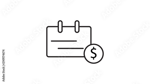 Foto Financial calendar icon showing payment deadline date with dollar sign symbol vector art