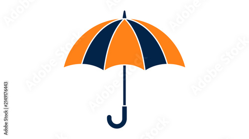 Orange and Navy Blue Umbrella Isolated on Transparent Background