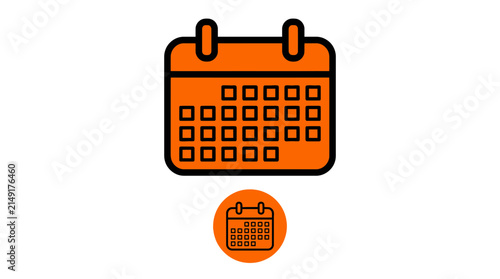 Orange Calendar Icon Isolated on Transparent Background