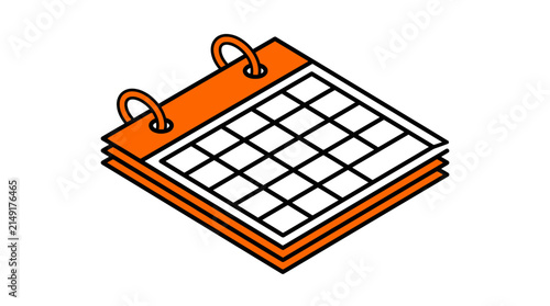 Orange Calendar Page Isolated
