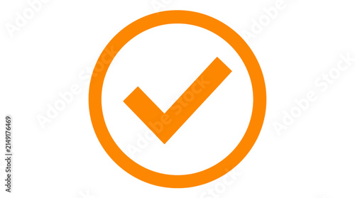 Orange Check Mark Inside Circle Icon Isolated