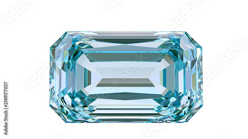 Foto Emerald cut aquamarine gemstone with brilliant facets