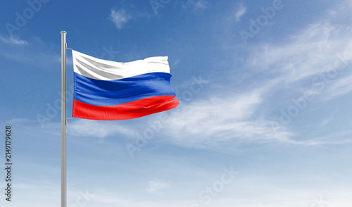Fotografía Russia national flag waving in the sky.