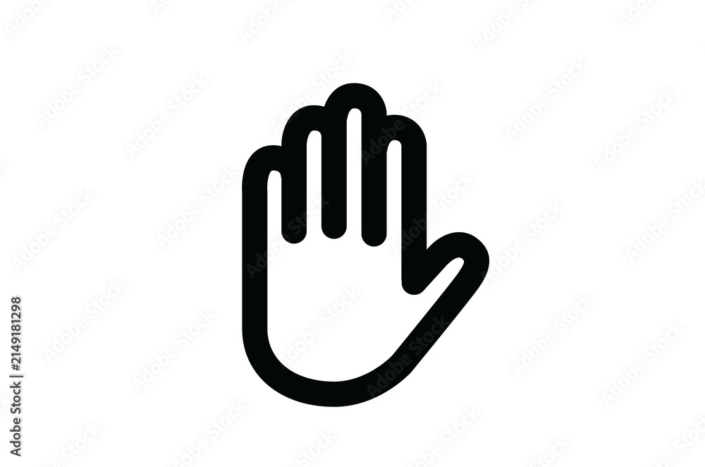Fototapeta premium Stop Hand Gesture Line Art Vector Icon