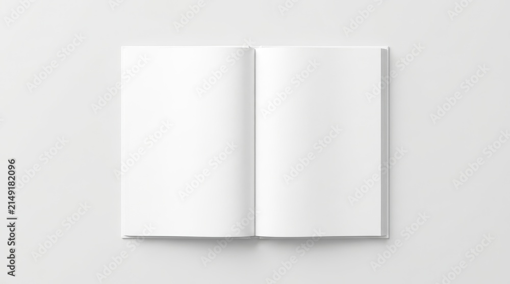 Fototapeta premium Blank Open Book Mockup on White Background.