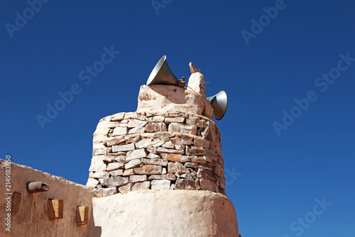 Ancient mosque in the small village in Sahara desert, Mauritania,