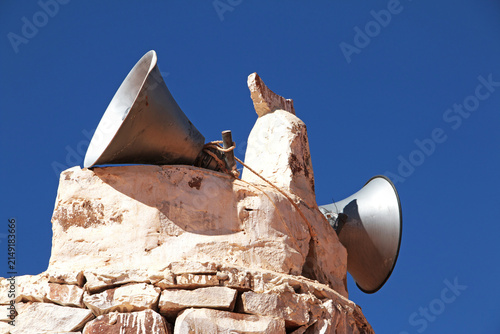 Ancient mosque in the small village in Sahara desert, Mauritania,