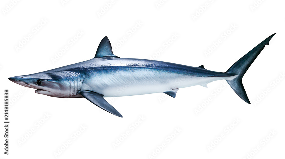 Fototapeta premium Blue Mako Shark Swimming Side View