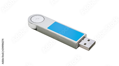 Konstfotografi Silver USB flash drive with blue accent