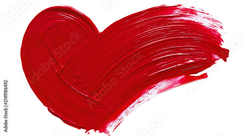 Foto Thick red paint stroke shaped like a heart