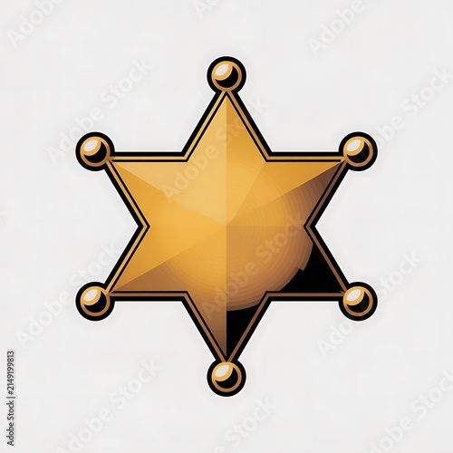 Shiny golden sheriff star badge illustration