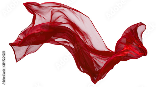 Flowing red silk fabric waves