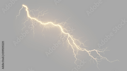 Fotografía Yellow lightning bolt on a transparent background with clear lines and branches