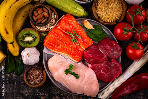 Clean eating balanced protein healthy food.