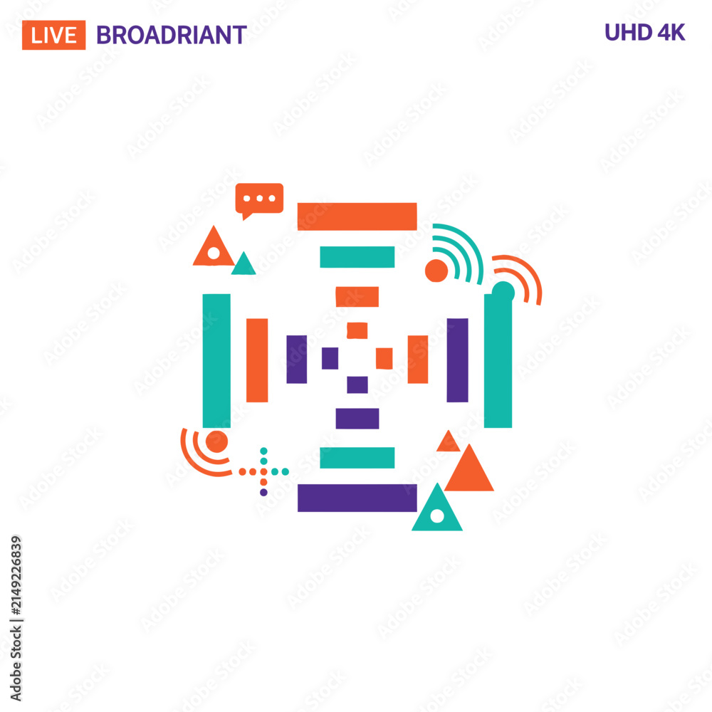 Obraz premium Abstract Live Streaming and Digital Broadcast Concept with Geometric Signal Waves