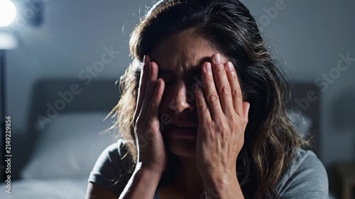 Woman Crying In Bed Distress Emotional Pain Sleepless Night