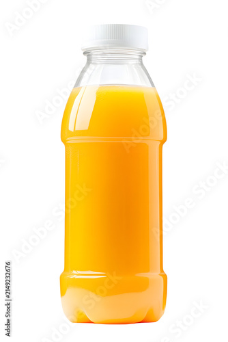 Bottle of orange juice isolated on transparent background healthy drink.