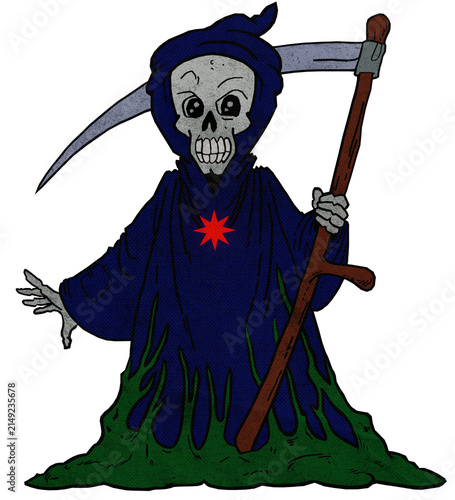 Fotografie Spooky Grim Reaper Rising from Slime