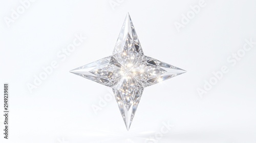 Foto Sparkling crystal star, a brilliant diamond-like gem with four points, radiating light and luxury