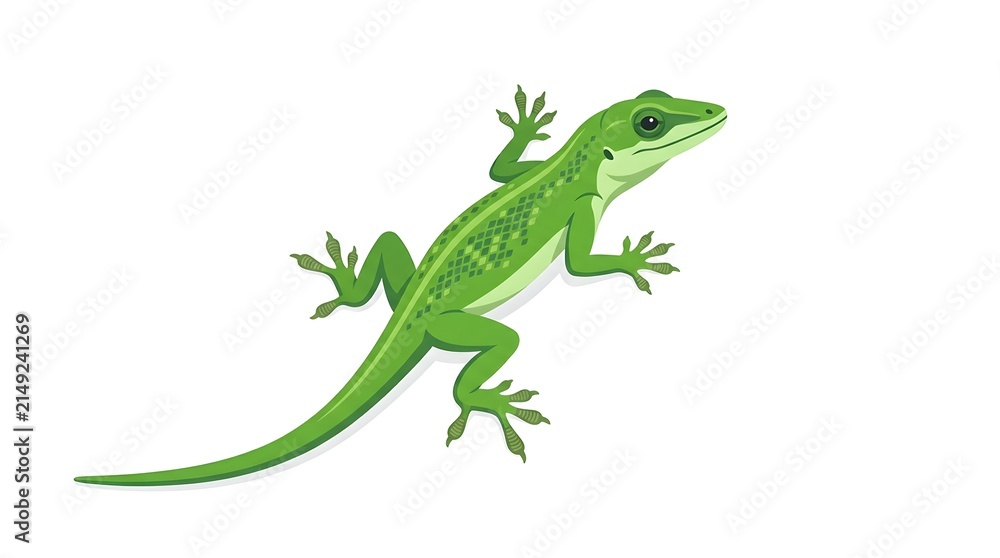 Fototapeta premium green lizard on white background