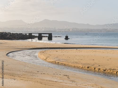Rodeira beach in Cangas del Morrazo with Vigo city in background