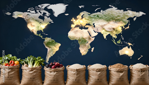 Fresh Produce and Rice Sacks on Global Map: Trade Resilience Concept
