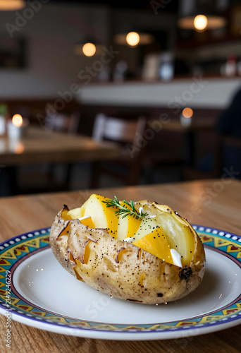 Baked potato with cheese, s...
