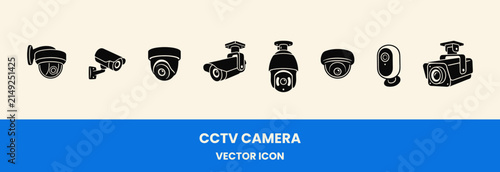 Security surveillance CCTV camera icons set, vector illustration