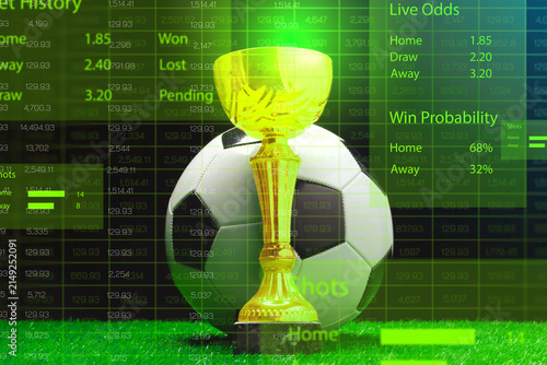 Konstfotografi Sports betting on soccer with odds and statistics shown on a digital screen