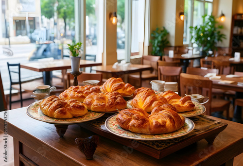Freshly baked golden croiss...