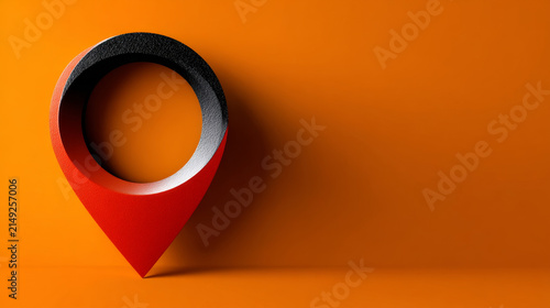 Vibrant location pin, centered and isolated bright orange background, symbolizing clear navigation and precise direction. Modern map marker represents finding destination with ease, evoking