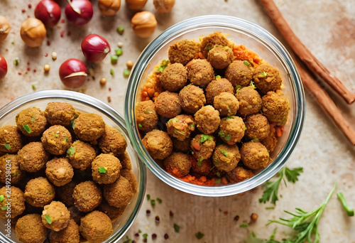 Two glass bowls filled with...