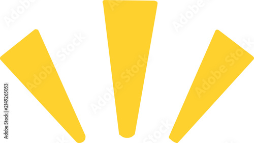 Hand-drawn style yellow three emphasis lines or radiating strokes. Surprise concept.