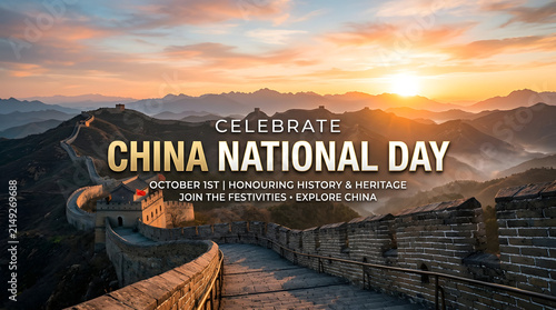 The Great Wall Of China At Sunset Scenic Landscape Photography
