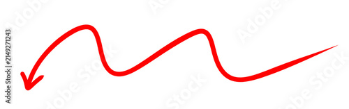 Red wavy hand drawn double curve line on white background