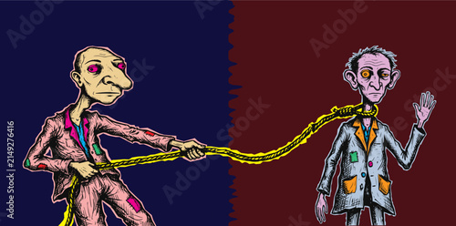 Картината върху платно A surrealist grunge hand drawing clipart cut-out sticker art piece featuring an