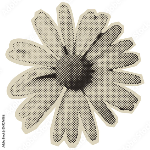 Halftone Daisy Flower Collage Scrapbook Cut Out