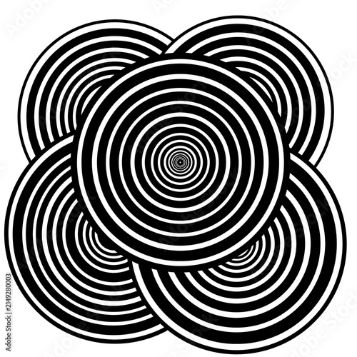 Fotografía Abstract Optical Illusion Black and White Concentric Rings Pattern
