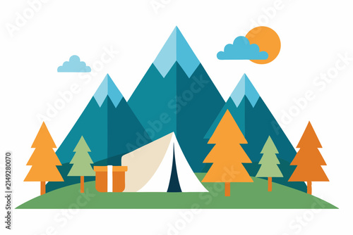 Camping Tent Vector Icon Outdoor Camp Line Art Illustration, Adventure Travel Outline Clipart Isolated on White Background.
