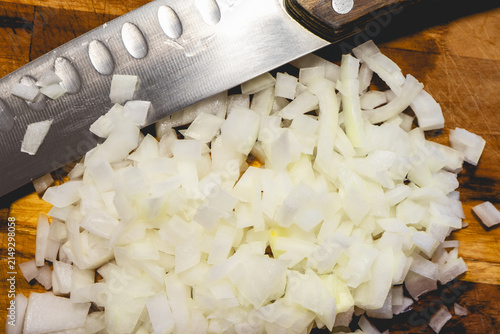 Fresh onion on a wooden cutboard  homemade cooking