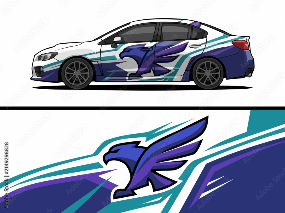 Fototapeta premium Eagle Mascot Car Decal Wrap Vector Illustration
