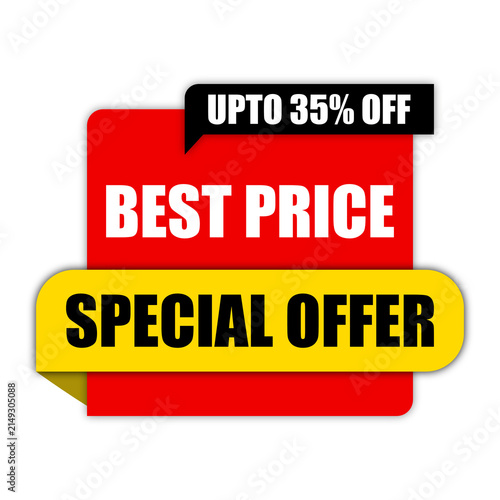 Special Offer Best Price Sale Banner with Up to 35% Off Discount Promotion