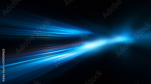 Abstract Blue Light Trails Representing High Speed Technology