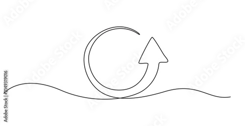 Self drawing simple animation of single continuous one line drawing of  refresh icon. Black return arrow in one line art style. Arrow drawing on white background. Full length one line animation. 4k 