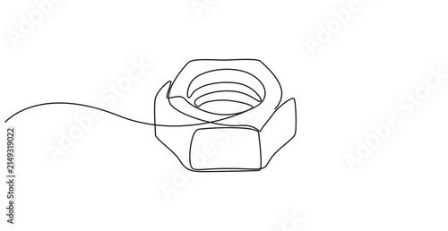 Hex Nuts continuous one line drawing animation,Animated self drawing of Abstract threaded nut on white background, one line art hand drawing sketch logo,animation, video,