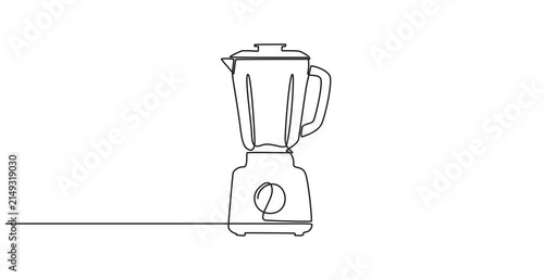 Animated self drawing of single continuous line draw food blender household utensil. Electronic home appliance concept. Full length one line animation illustration.4k
