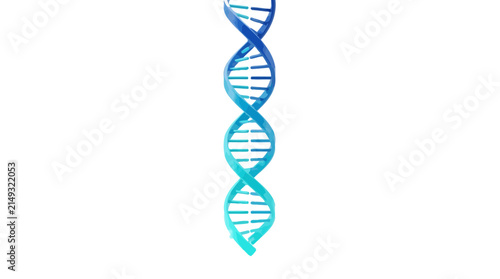 Glowing blue dna double helix structure rendered with digital nodes in a smooth minimalist studio setting