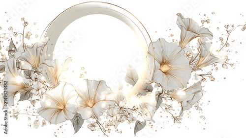 Moon Flower Vector Illustration Wallpaper on White Background
