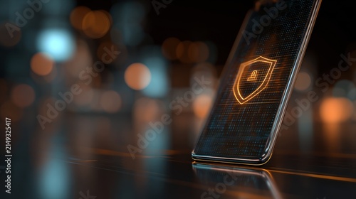 Smartphone security shield icon data protection concept